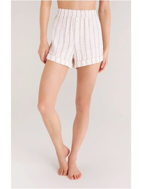 Pacsun Striped Lounge Shorts in White and Light Pink